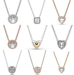 Chains Authentic 925 Sterling Silver Rose Timeless Elegance Elevated Heart Necklace For Women Bead Charm Diy Jewellery