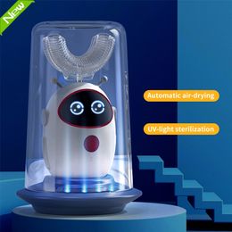 2-12 Years Old Smart 360 U Type Kids Sonic Electric Toothbrush Automatic Ultrasonic Teeth Brush Cartoon Pattern Children 220224