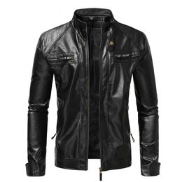 Men's Jackets Autumn Winter Fashion Men's Coat Stand Collar Motorcycle Leather Jacket