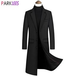 Long Wool Trench Coat Male Winter Brand Mens Cashmere Coat Slim Fit Woolen Peacoat Windbreaker Manteau Homme 4XL 210522