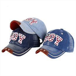 2022 мужская джинсовая шапка Письмо "Мальчик" Дети Бейсболка Весна Летняя Джинсовая Регулируемая Хип-хоп Snapback Hat Открытый Мальчики Sun Kids Caps