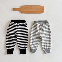 Newborn Baby Trousers Baby Boys And Girls Clothes Cute Casual Cotton Striped Pants For Infant Kids Clothing Long Pants 0-3Y 210413