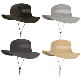 Cloches Breathable Wide Brim Boonie Hat Outdoor UPF 50+ Sun Protection Mesh Safari Cap For Travel Fishing Hunting Big