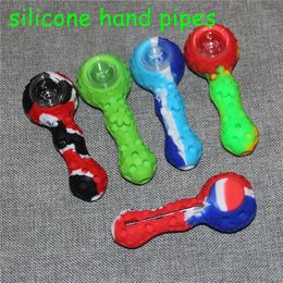 Bees Silicone Smoking Pipes Travel Tobacco Spoon Cigarette Tubes Glass Bong Dry Herb Accessories Hand Pipe