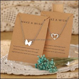 Beaded Necklaces Pendant Pendants Jewellery Friendship Couples Metal Alloy 2pcsset Love Heart Butterfly Sisters Friends Necklace Wom