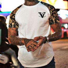 -T-shirt da uomo Men Brand 2021 Summer Manica Corta Casual O-Neck Stripe Gyms Fitness Bodybuilding T-Shirt Maschile Slim Tees Tops Abbigliamento