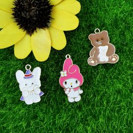 10pcs Cartoon Bear Charms Cute Enamel Animals For Jewellery Making Fashion Earring Pendant Bracelet Necklace Finding