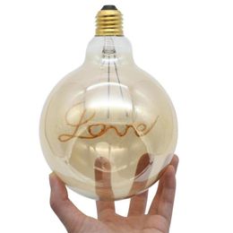 disegno della lampadina di edison Sconti Lampadine retrò design LED lampada a filamento G125 Edison vintage ambra lampadina a forma di cuore caldo bianco luce 4w per la decorazione