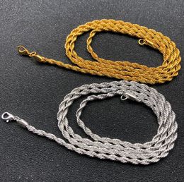 HIP-HOP Metal 18K Gold Silver Plated Copper Rope Chain Necklace for Men Women Boyfriend Husband Wholesale Price