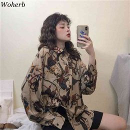 Harajuku Print Blouse Women Loose Top Shirt Korean Fashion Streetwear Vintage Spring Summer Long Sleeve Blusas 210519