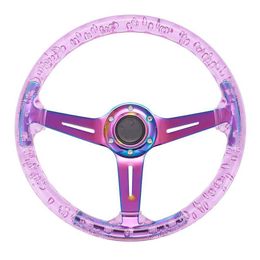 34cm Round Transparent ABS Racing Steering Wheel with Deep Dish Alloy Spokes Many Colors for Choice