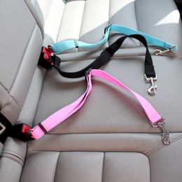 Pet Dog Cat Car Seat Belt Adjustable Harness Seatbelt Leash for Small Medium Dogs Travel Clip Pet Supplies 8 Color 211006