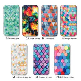 Colourful rhombus phones case For Samsung Galaxy S9 S10 S20 S21 FE Plus Ultra Note 20 10 Lite 9 TPU Leather Wallet Flip Colourful Painted Magnetic covers