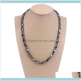 Chains Necklaces & Pendants Jewelrychains Design Magnetic Hematite Choker Men Women Beads Necklace Simple Sweater Chain Jewelry Qj-03 Drop D