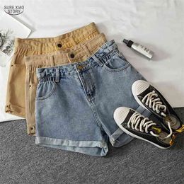 Vintage Jean Shorts Women Summer Korean Style Loose Streetwear High Waist Wide Leg Denim for 9513 210506