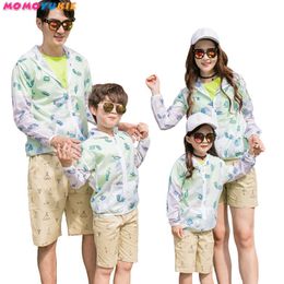 Summer sun protection family matching clothes sportswear breathable loose sunscreen shirt UV protection Parentchild clothing 210713