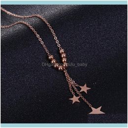 Chains Necklaces & Pendants Jewelrychains Rose Gold Colours 316L Stainless Steel Sequins Long Tassel Star Choker Necklace Pendant For Women J