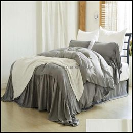 Bedding Sets Supplies Home Textiles & Garden Luxury Washed Cotton Fish Tail Set Duvet Er Pillowcases Sheet Comforter Textile Bedclothes Drop
