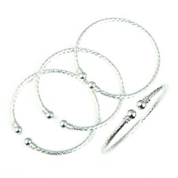 Silver Plated Openable 4pcs Dubai India Charm Cute Cuff Bracelet For Women Girls Bangles Free Size Hand Jewellery Arab Gift