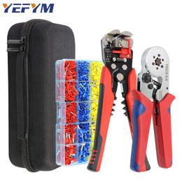 Crimp tools set HSC8 6-6/6-4 pliers for tube terminal 1020pcs/box multifunctional stripping cutting wire pliers black tool kit 211110