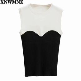 Women Fashion O Neck Patchwork Knitting Sweater summer top Female Sleeveless Vest Chic Casual Pullovers Tops 210520