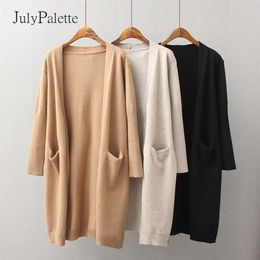 Julypalette Autumn Winter Women Knitted Cardigan Coats Casual Loose Pocket Female Full Sleeve Sweater Ladies Tops 211011