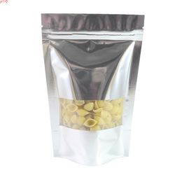 Storage Bag Variety Sizes Shiny Silver Bags With Window Stand Up Ziplock Packaging Heat Sealable Pouches For Dry Fruitsgoods