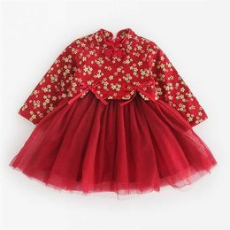 Christmas Princess Dress For Girls Plus Velvet Thicken Warm Winter Infant Baby Clothes Chinese Style Year Kids Tutu Dresses 211231