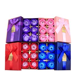 Artificial Fake Flower Gift Box Rose Scented Bath Soap Flowers Set Valentines Thanksgiving Mother Day Gift Wedding Christmas Party Decor JY0952