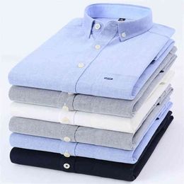 Casual Pure Cotton Oxford Mens Shirts White Long Sleeve Chemise Homme Slim Fit Male Fashion Design 210626