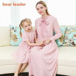 Bear Leader Mother Daughter Casual Dresses Fashion Family Matching Outfits Solid Colour Casual Clothes Mom Girl Clothing 210708