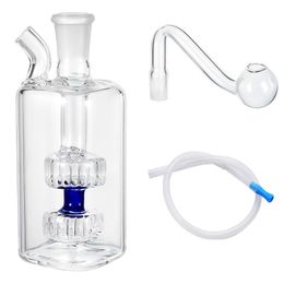 Mini Clear Glassware Hookah smoking Glass Burner Bubbler Bottle with 10mm Oil Bowl Percolater Bubblers Water Pipes Tobacco Bowls Small Smoking Accessories