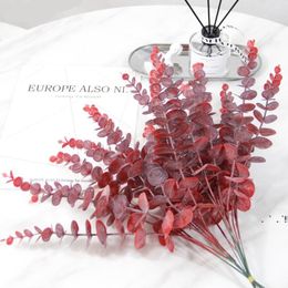 new Simulation plant leaf decoration flower high quality plastic eucalyptus material wedding home decoration EWA5350