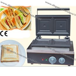 Commercial Nonstick 110v 220v Electric 2-slice Square Loaf Bread Sandwich Press Maker Machine Toaster Grill