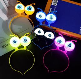 Halloween Party Masquerade LED Flashing Alien Headband,Light-Up Eyeballs Hair Band Glow Festive Supplies led-Accessories SN3212