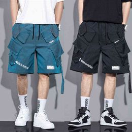 Casual Summer Short Pants Men Hip Hop Trend Multi-pocket Cargo Pants Men's Joggers Knee Length Pants 2022 G220223