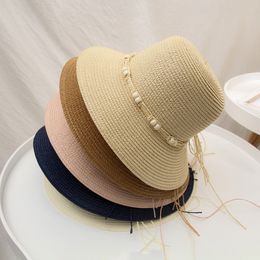 Summer Women Beach Straw Hat Vacation Sun Protection Cap Outdoor Travel Casual Caps Solid Color Wide Brim Hats