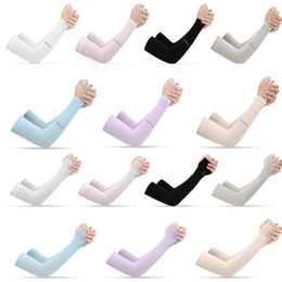 Elbow & Knee Pads 2 Pairs Summer Arm Sleeves Sun UV Protection Breathable Ice Cool Silk For Men Women Boys Girl Cycling Running Fishing Clim