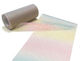 10 Yard/roll Rainbow Glitter Tulle Roll Sequin Crystal Organza Sheer Fabric DIY Craft Gift Tutu Skirt Home Wedding Decoration JJE7401