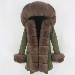 MENINA BONITA Waterproof Long Parka Winter Jacket Women Real Fur Coat Natural Collar Hood Warm Streetwear Detachable 211220