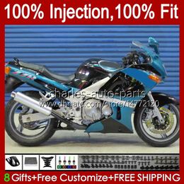 Injection Bodys For KAWASAKI NINJA ZZR400 ZZR-400 ZZR-600 00 01 02 03 04 05 06 07 blk 84HC.48 ZZR 600 400 ZZR600 1993 1994 1995 1996 1997 1998 1999 OEM blue glossy Fairing Kit