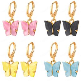 Fashion Women Small Butterfly Dangle Earrings Animal Sweet Colourful Acrylic Earring Statement Girls Party Jewellery