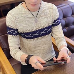 Korea Grey Sweaters And Pullovers Men Long Sleeve Knitted Sweater High Quality Winter Pullovers Homme Warm Navy Coat 3xl est 211006