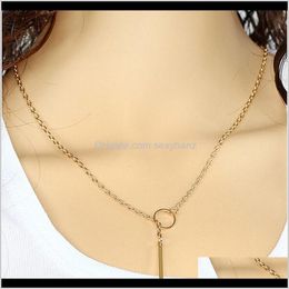 Pendant Necklaces & Pendants Drop Delivery 2021 Fashion Jewelry Simple Metal Circle Short Gold Necklace Female Clavicle Chain Decoration Vale