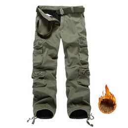 Drop Shipping Men Fleece Cargo Pants Cotton Winter Men's Camouflage Trousers Military Pants Y0927