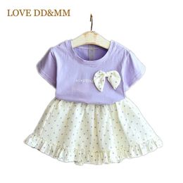 LOVE DD&MM Girls Clothes Sets Children's Fashion Letter Bow T-Shirts + Dot Skirts 2pcs Clothing Set For Girl Kids Costumes 210715