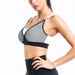 Gym Clothing Women Yoga Bra Mesh Sports Hollow Out Sport Top Seamless Fitness Padded Running Vest Shockproof Push Up Crop