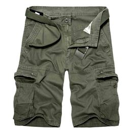 Mens Military Cargo Shorts Summer Army Green Cotton Shorts Men Loose Multi-Pocket Shorts Homme Casual Bermuda Trousers 40 210401