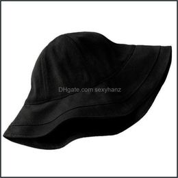 Hats Caps Hats, Scarves & Gloves Fashion Aessories Women Summer Bucket Hat Simple Solid Color Wide Brim Sunscreen Fisherman Cap 28Gd1 Drop D