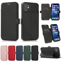 note 8 camera protector UK - Slide Camera Lens Protector Wallet Leather Phone Cases For Iphone 12 Mini 11 Pro Max XR XS 7 8 plus Samsung S20 S21 Ultra Note 20 A52 A72 Shockrpoof Flip Stand Cover